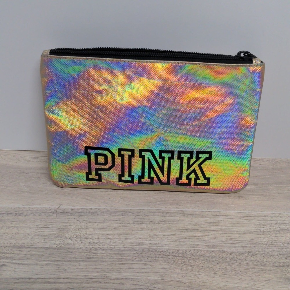 PINK Victoria's Secret Iridescent Cosmetic Bag‎ with Wristlet